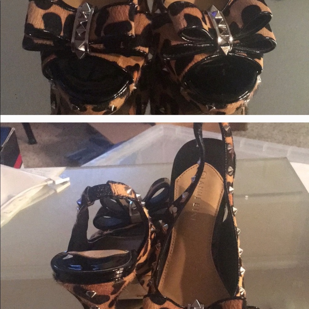 Gianni Bini Leopard Studded Heels